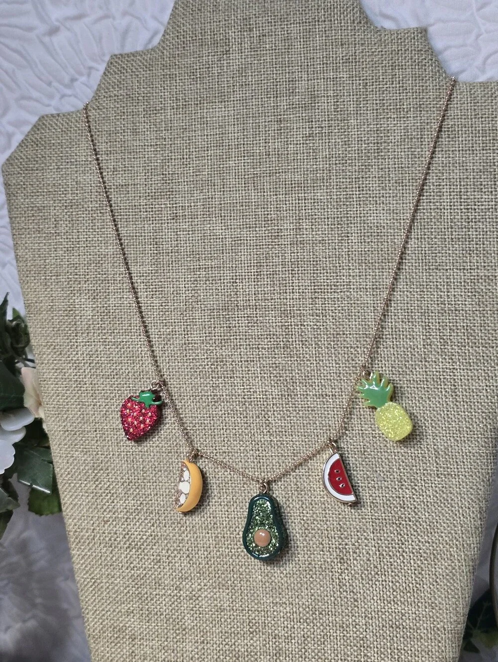 J crew Crew Cut  Fruit Charm Pendant Necklace - Multicolor 18